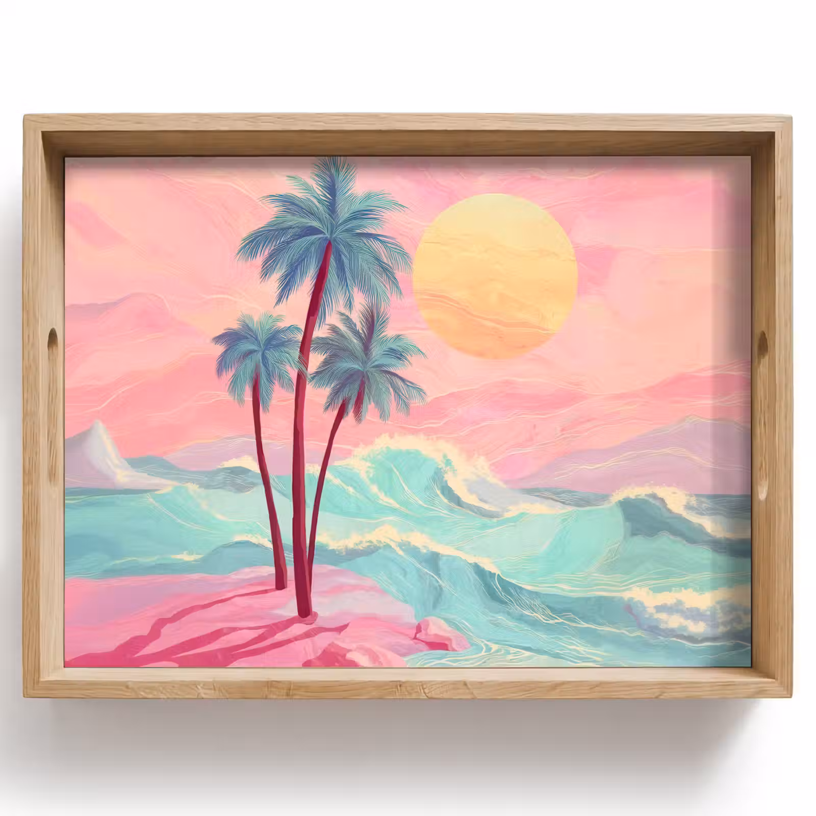Tray - Palm trees - Waves - Sea — 1