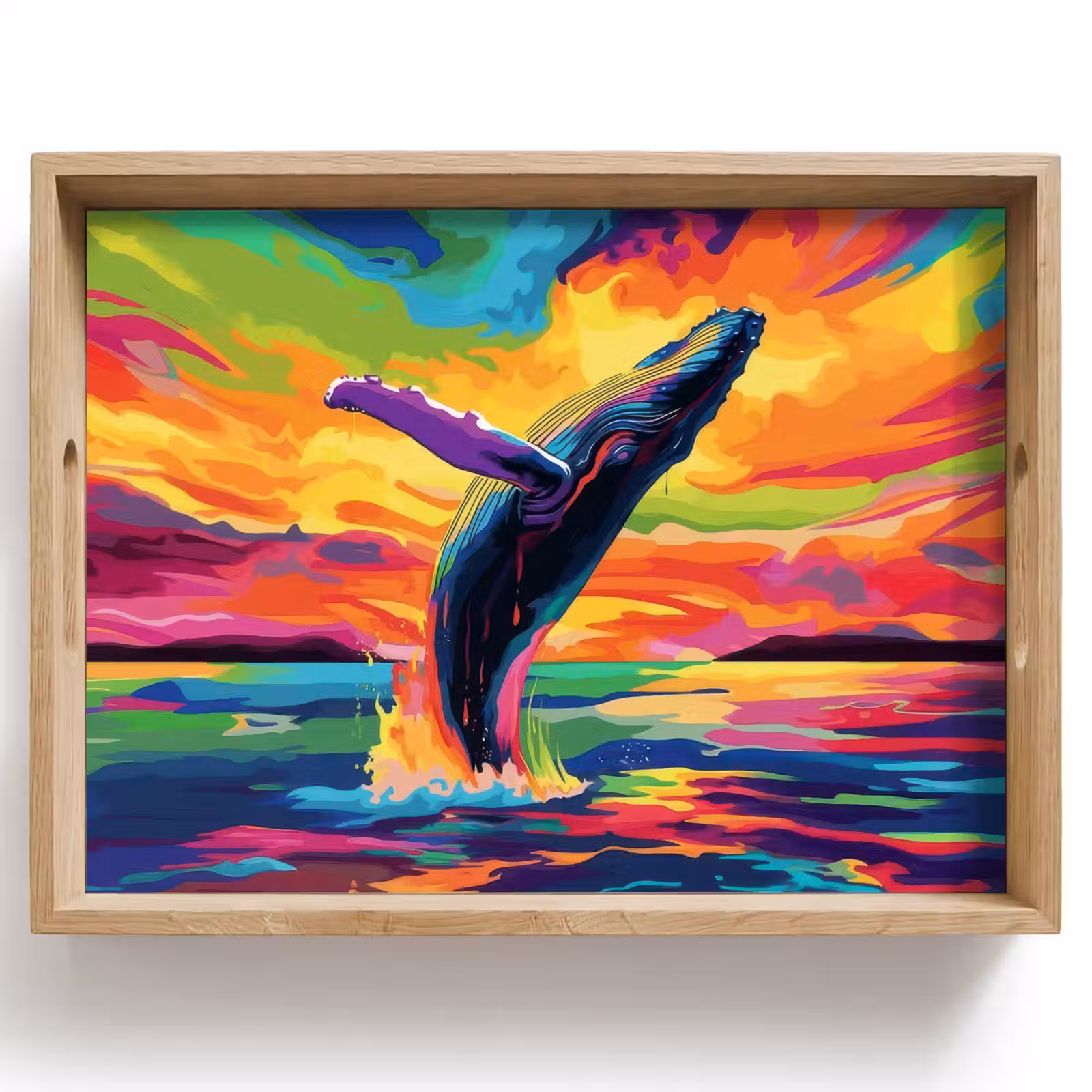 Tray - Sunset - Whale - Painted - Colorful — 1