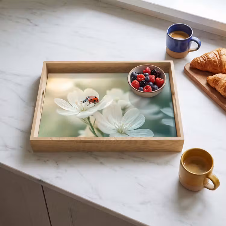 Tray - Ladybug - Flowers - White — 3