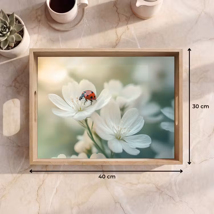 Tray - Ladybug - Flowers - White — 8