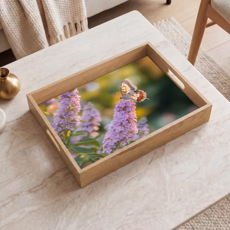 Tray - Ornate - Butterfly - Purple - Flowers — 2