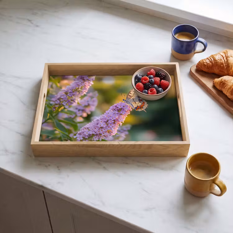 Tray - Ornate - Butterfly - Purple - Flowers — 3