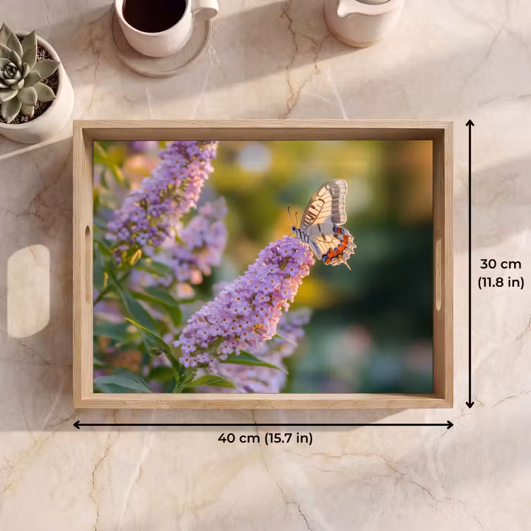 Tray - Ornate - Butterfly - Purple - Flowers — 7