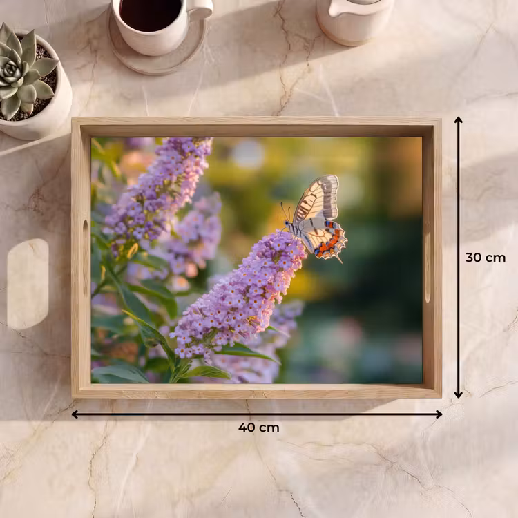 Tray - Ornate - Butterfly - Purple - Flowers — 8