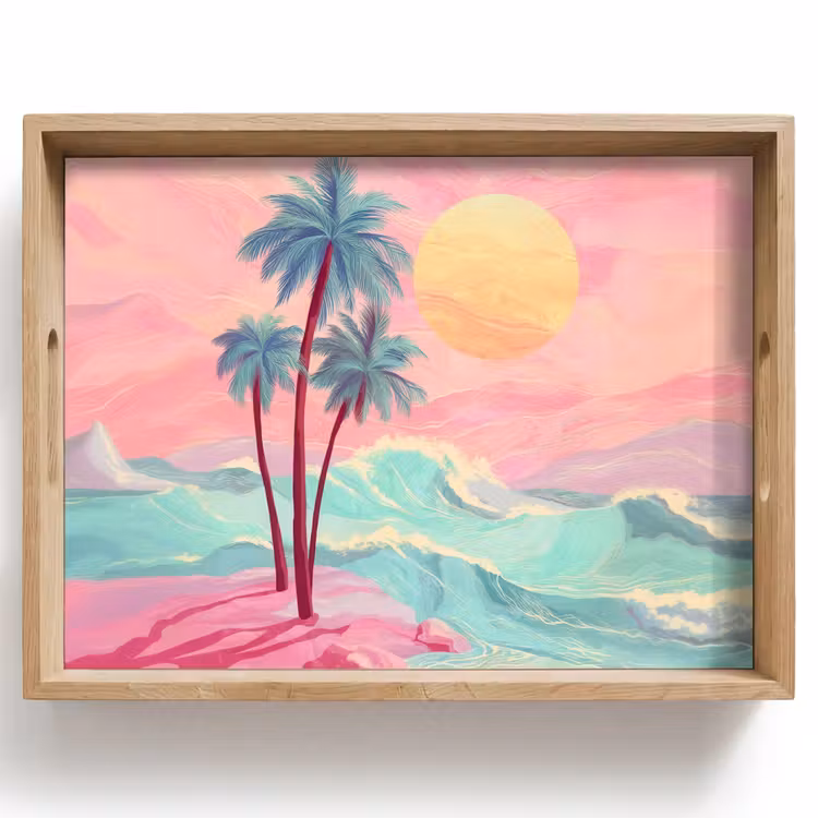 Tray - Palm trees - Waves - Sea — 1