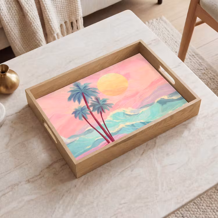 Tray - Palm trees - Waves - Sea — 2