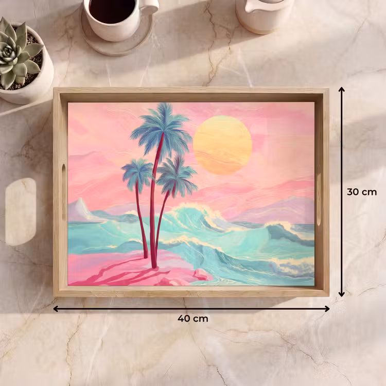 Tray - Palm trees - Waves - Sea — 8