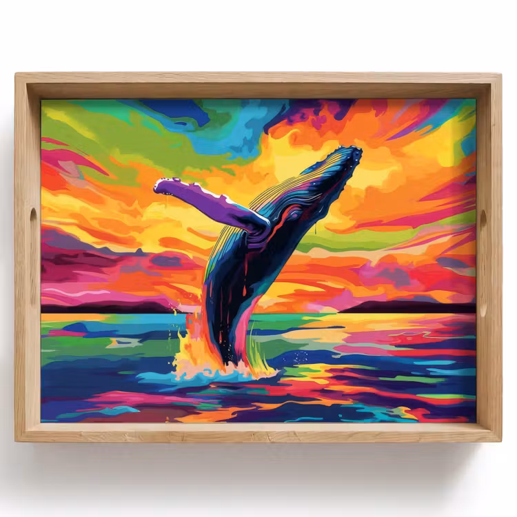 Tray - Sunset - Whale - Painted - Colorful — 1