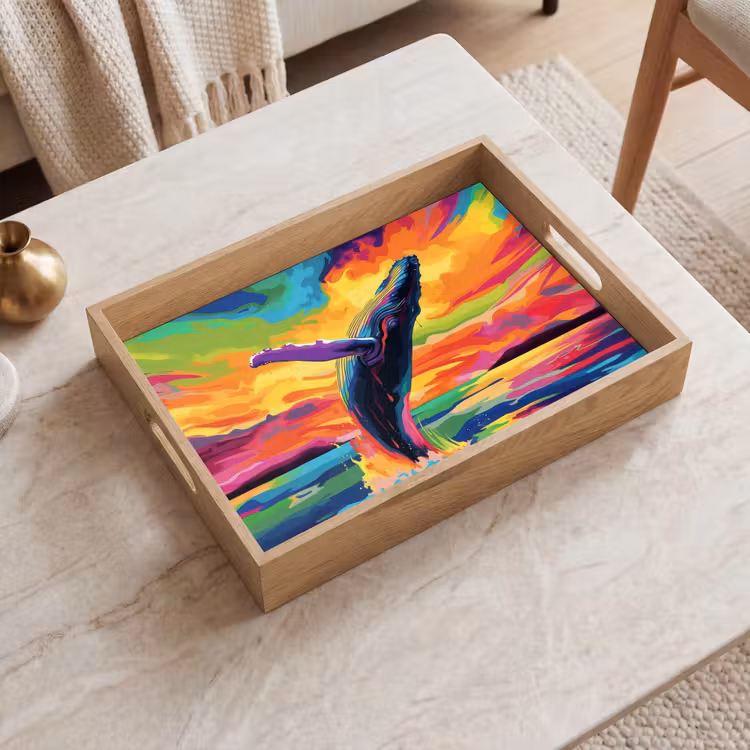 Tray - Sunset - Whale - Painted - Colorful — 2