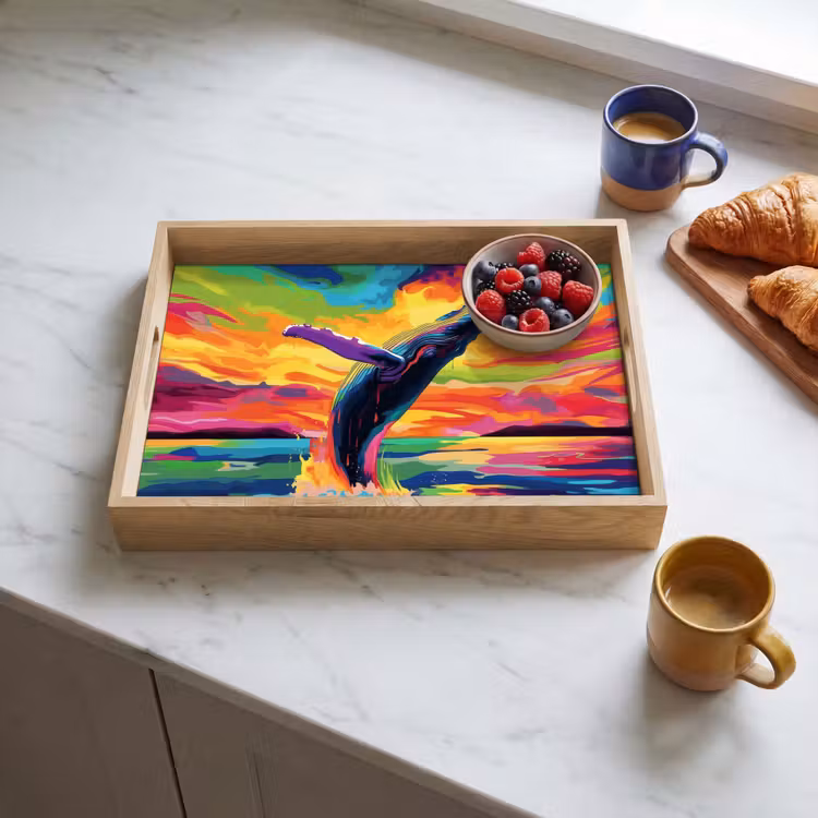 Tray - Sunset - Whale - Painted - Colorful — 3