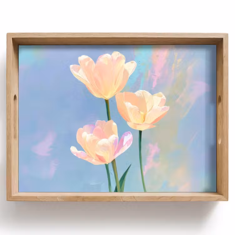 Tray - Tulips - Pink accents - Blue — 1