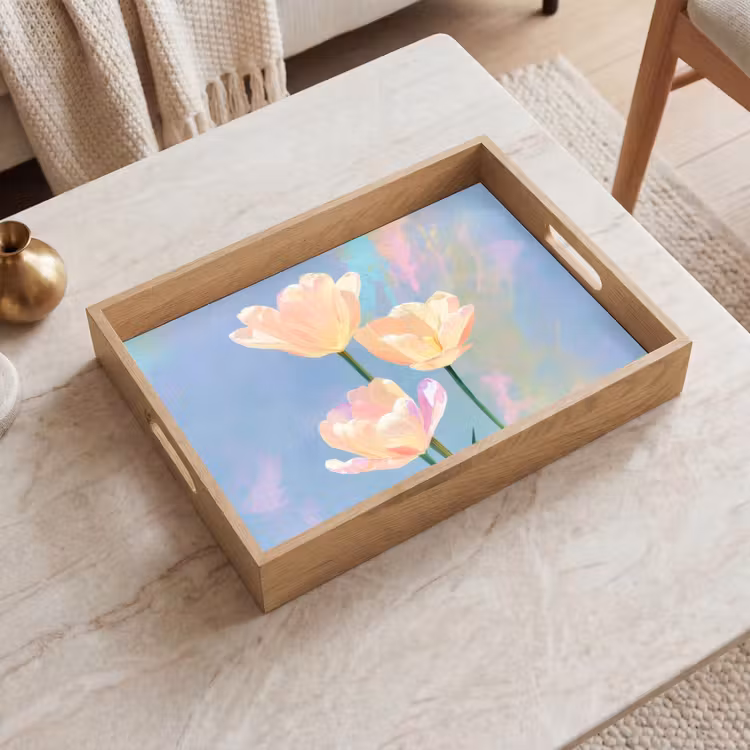 Tray - Tulips - Pink accents - Blue — 2