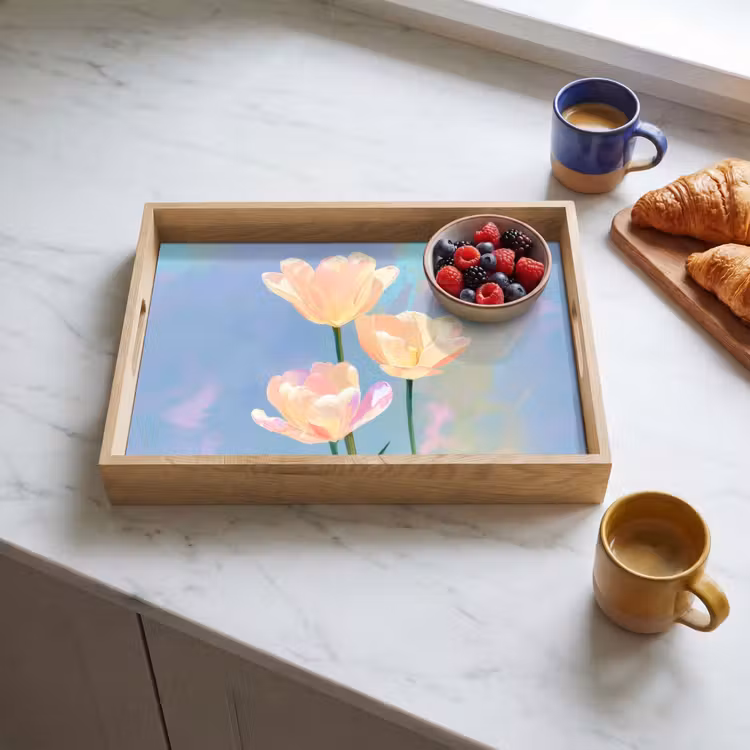 Tray - Tulips - Pink accents - Blue — 3