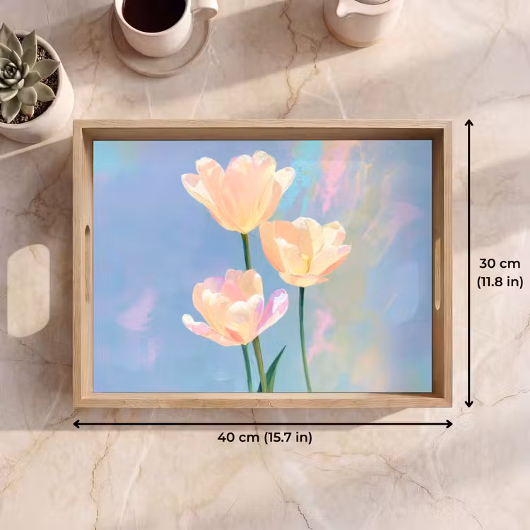 Tray - Tulips - Pink accents - Blue — 7