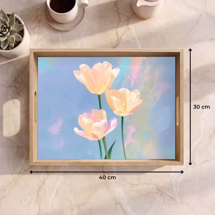 Tray - Tulips - Pink accents - Blue — 8