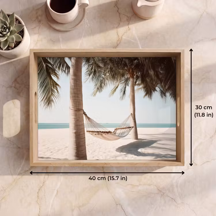 Tray - Hammock - Palm trees - Beach - Sea — 7