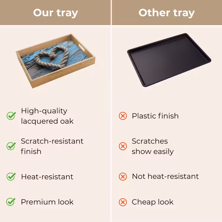 Tray - Heart - Rope - Wood - Rustic — 10