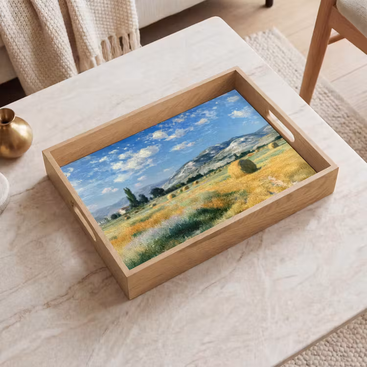 Tray - Landscape - Straw bales - Mountains - Clouds — 2