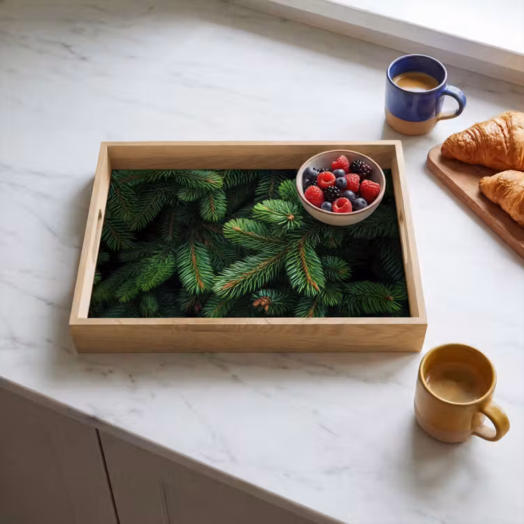 Tray - Spruce branches - Buds - Needles - Green — 3
