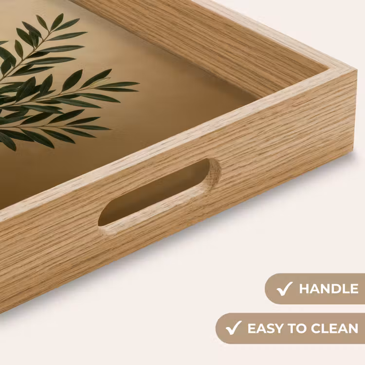 Tray - Vase - Olive branches - Leaves - Beige — 9