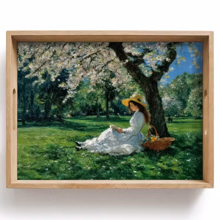 Tray - Woman - Tree - Book - Basket — 1