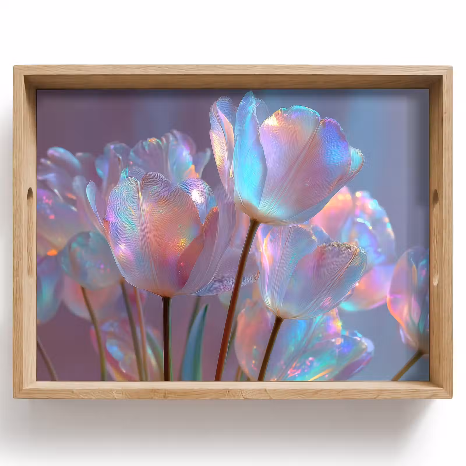 Tray - Tulips - Glasses - Petals - Pastel shades — 1