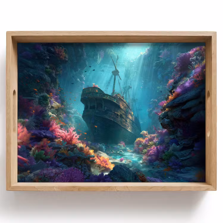 Tray - Ship - Wood - Coral reefs - Sunlight — 1