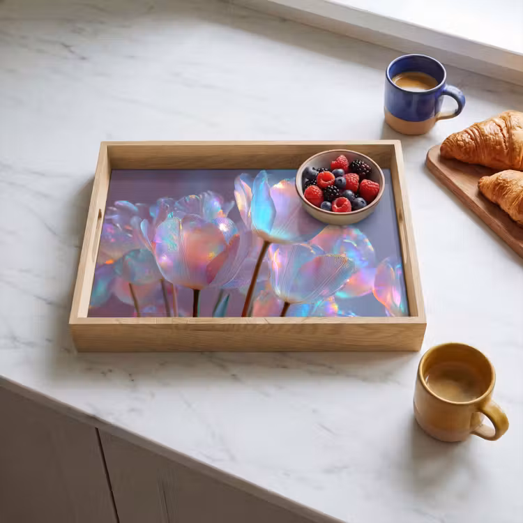 Tray - Tulips - Glasses - Petals - Pastel shades — 3
