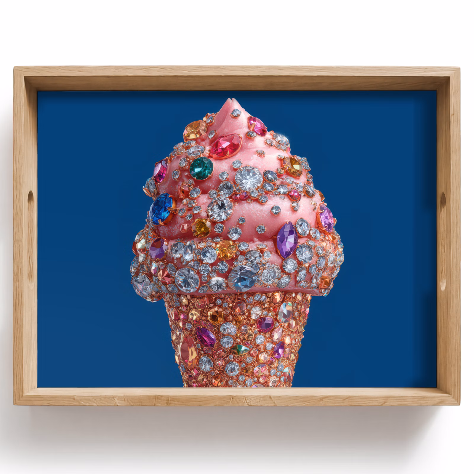 Tray - Ice cream cone - Rhinestones - Blue — 1