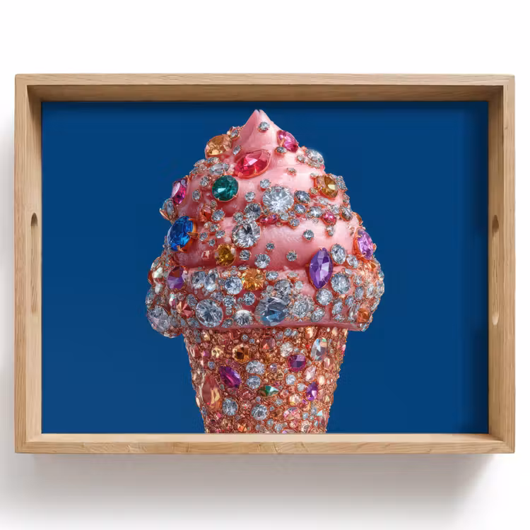 Tray - Ice cream cone - Rhinestones - Blue — 1