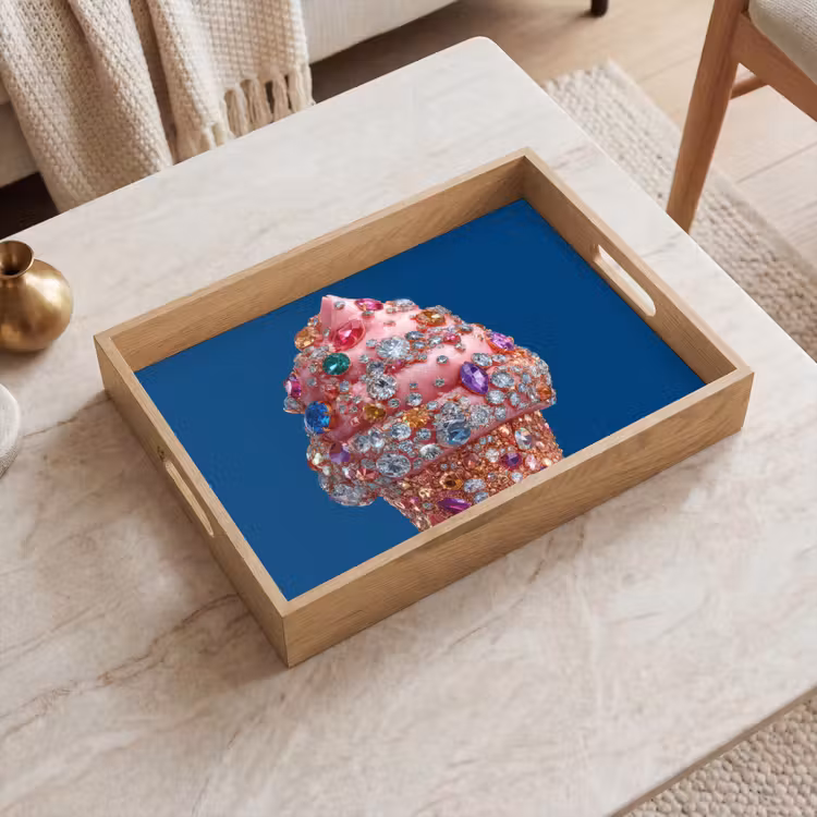 Tray - Ice cream cone - Rhinestones - Blue — 2