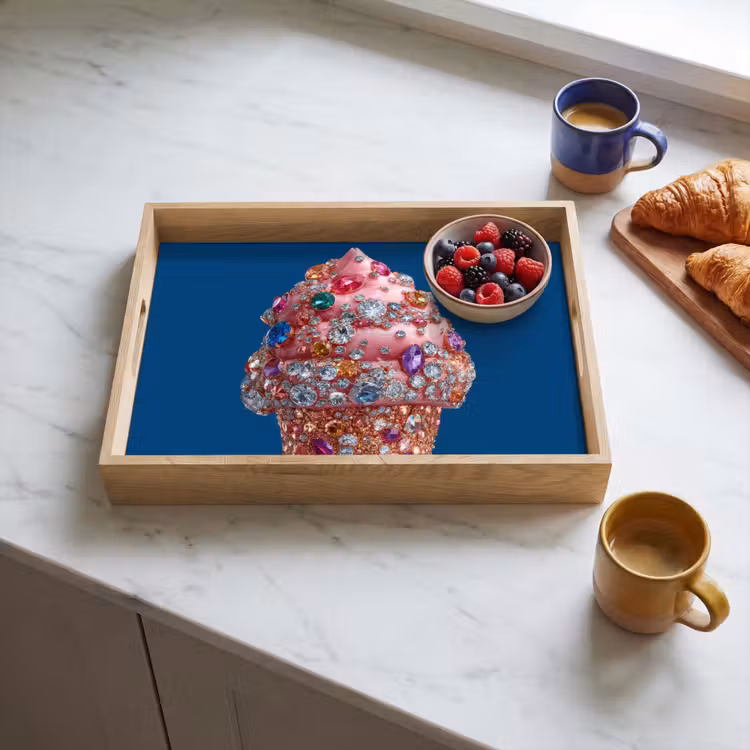 Tray - Ice cream cone - Rhinestones - Blue — 3
