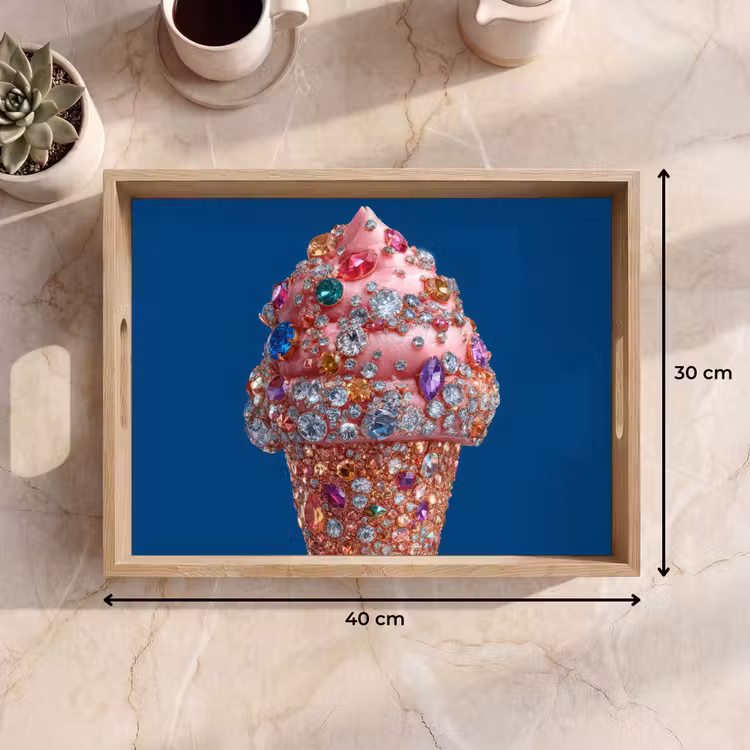Tray - Ice cream cone - Rhinestones - Blue — 8
