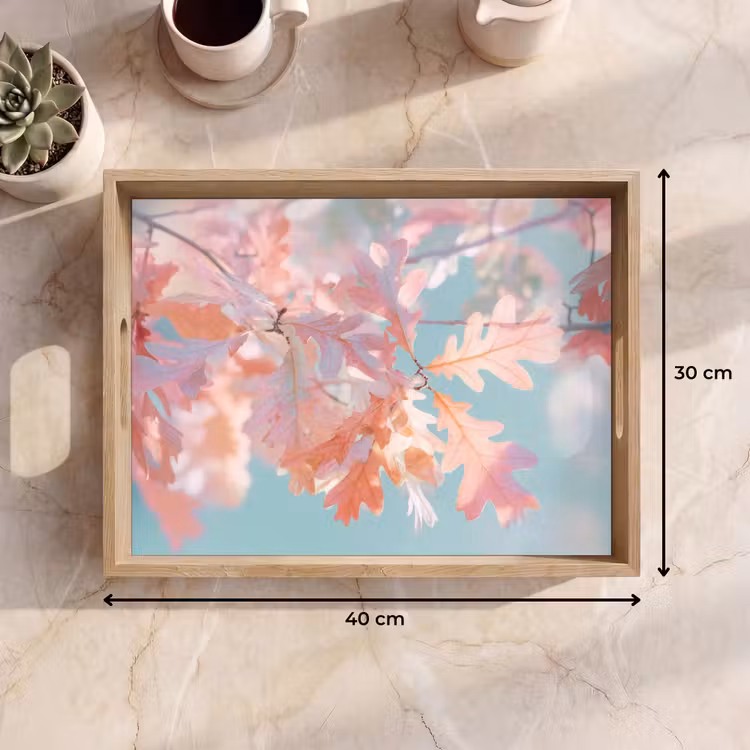 Tray - Oak leaves - Branches - Pink — 8