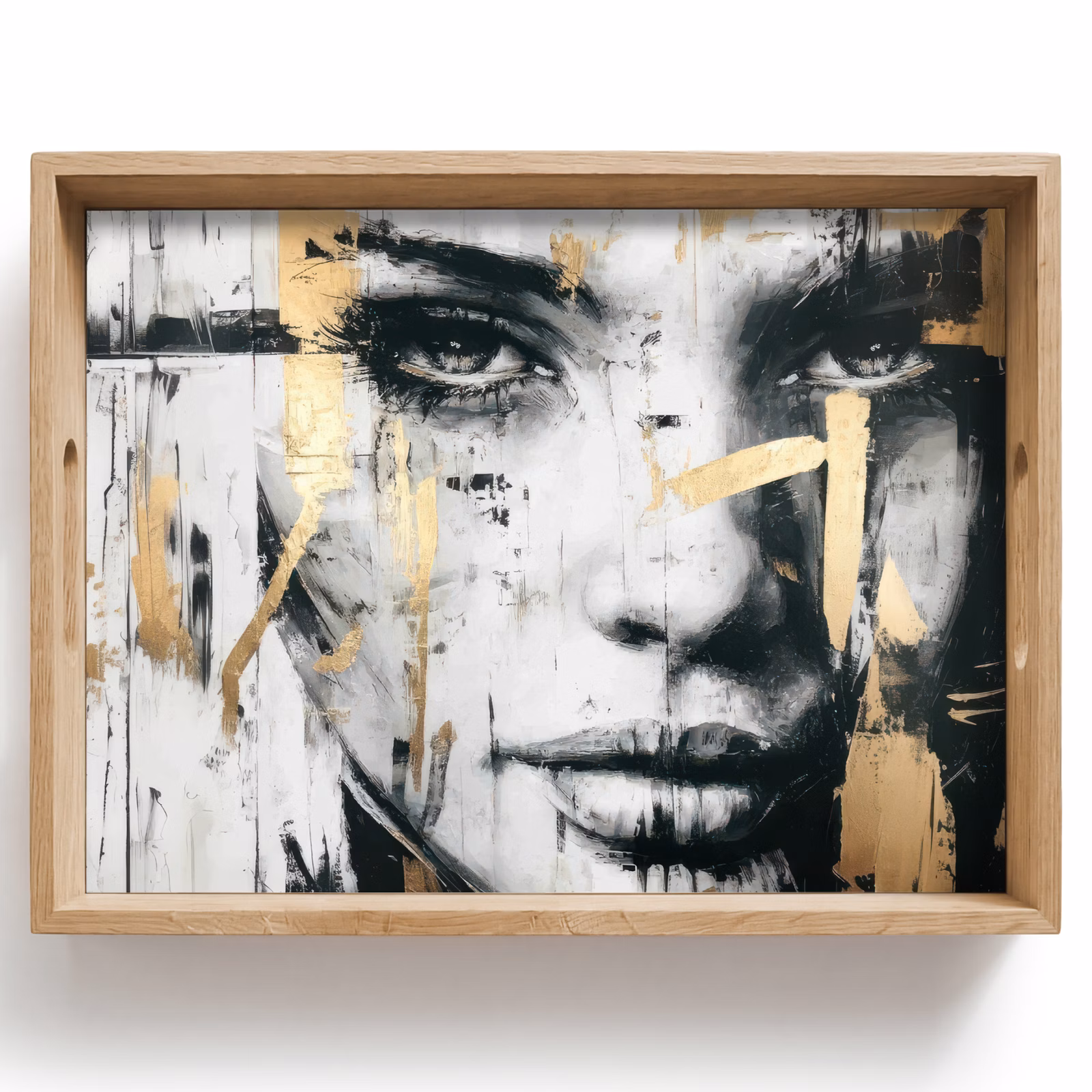 Tray - Portrait - Woman - Brush strokes - Gold — 1
