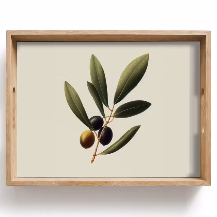 Tray - Olive Branch - Dark Green - Olives — 1