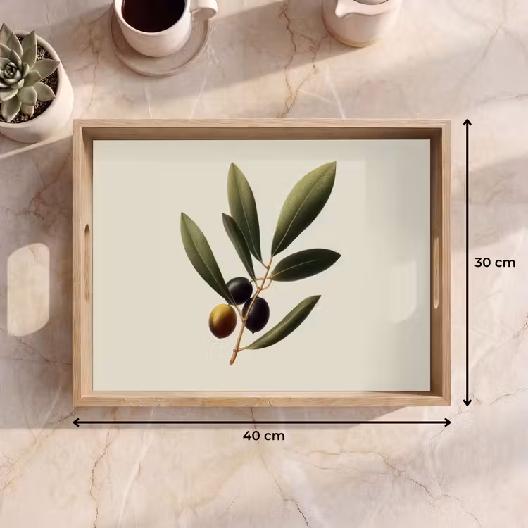 Tray - Olive Branch - Dark Green - Olives — 8
