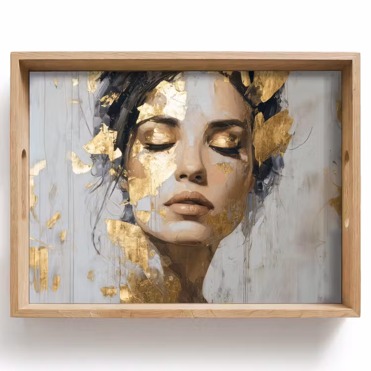 Tray - Ornate - Woman - Gold - Eyes — 1
