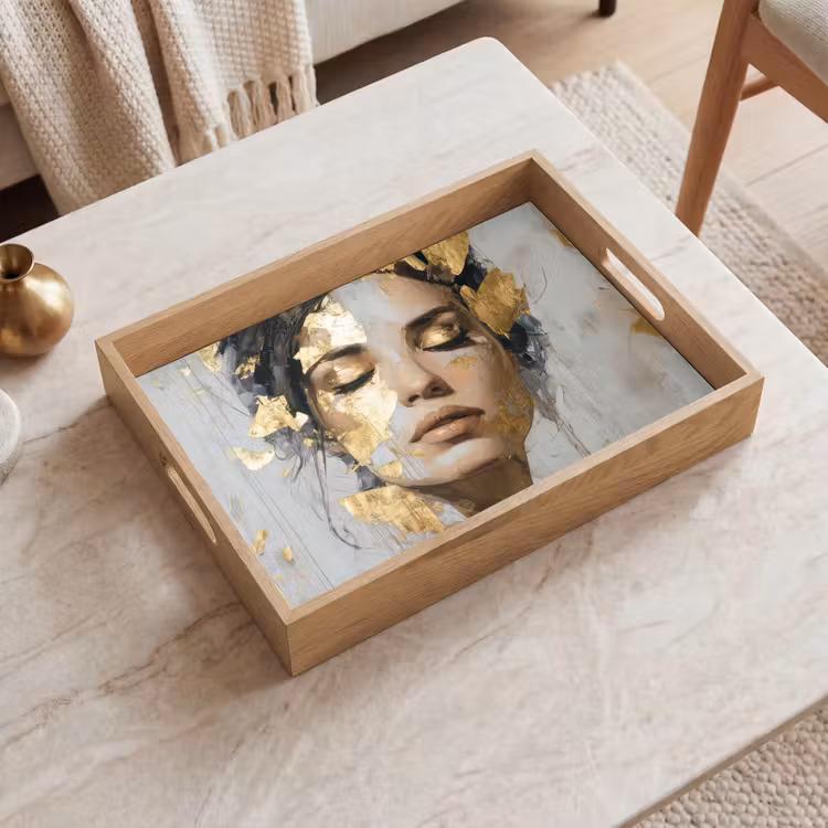 Tray - Ornate - Woman - Gold - Eyes — 2
