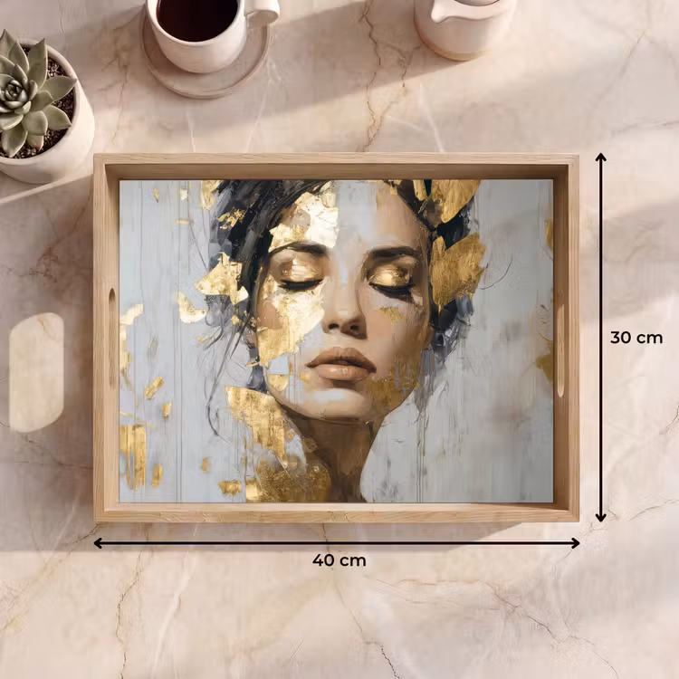 Tray - Ornate - Woman - Gold - Eyes — 8