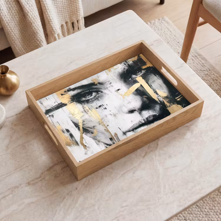 Tray - Portrait - Woman - Brush strokes - Gold — 2