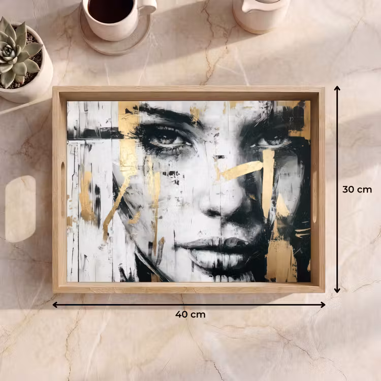 Tray - Portrait - Woman - Brush strokes - Gold — 8