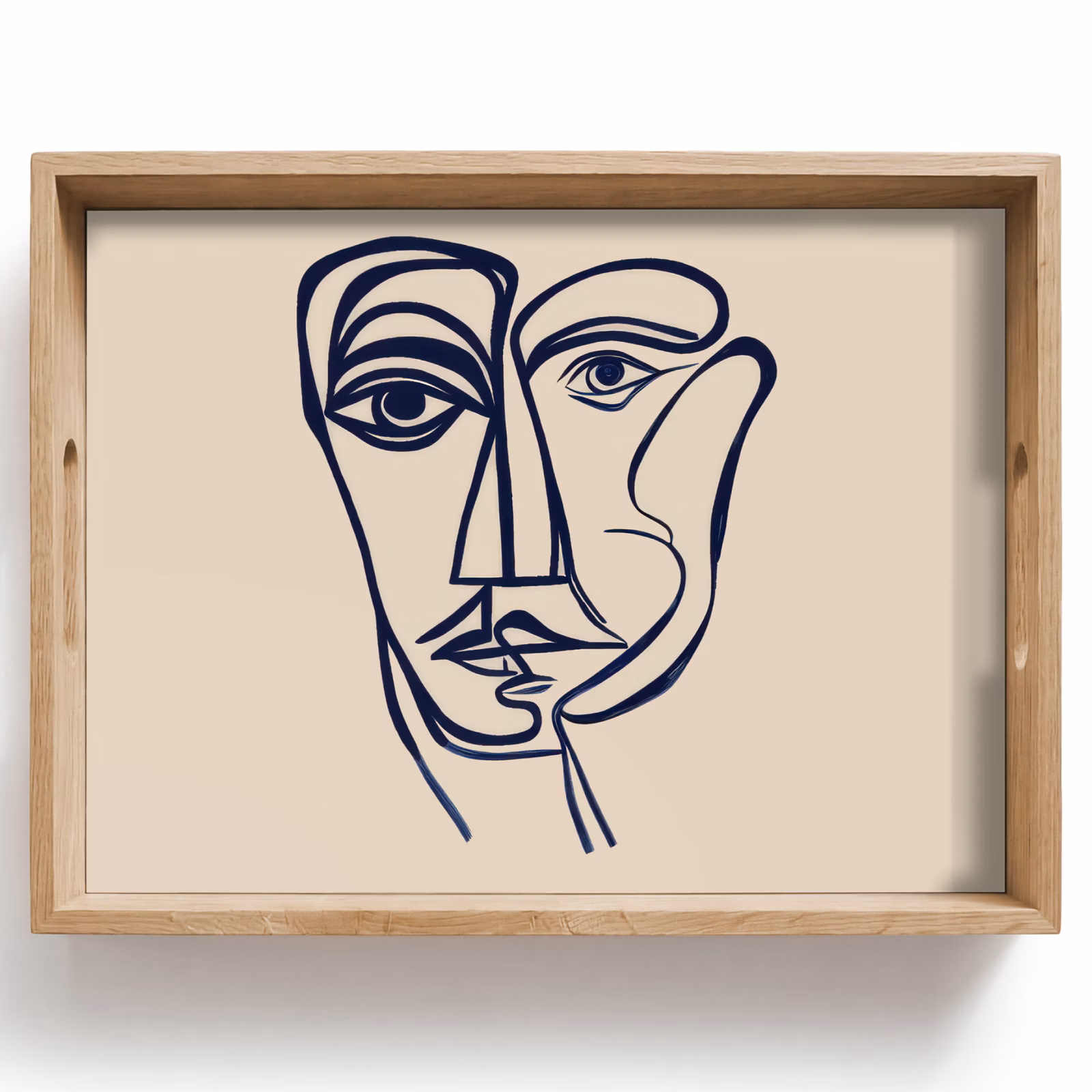 Tray - Minimalist - Line illustration - Beige - Dark blue — 1