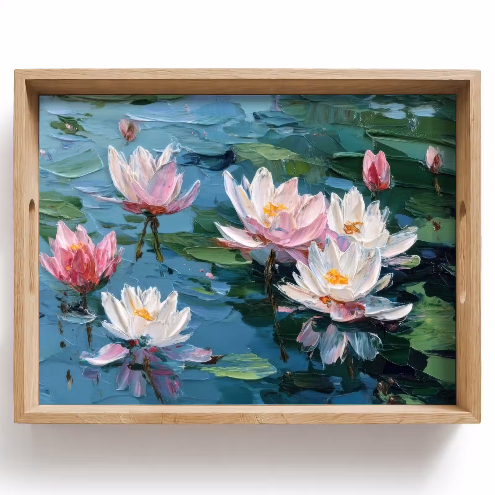 Tray - Water lilies - Flowers - Pink - Water — 1