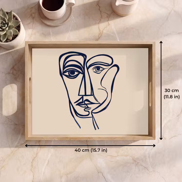 Tray - Minimalist - Line illustration - Beige - Dark blue — 7