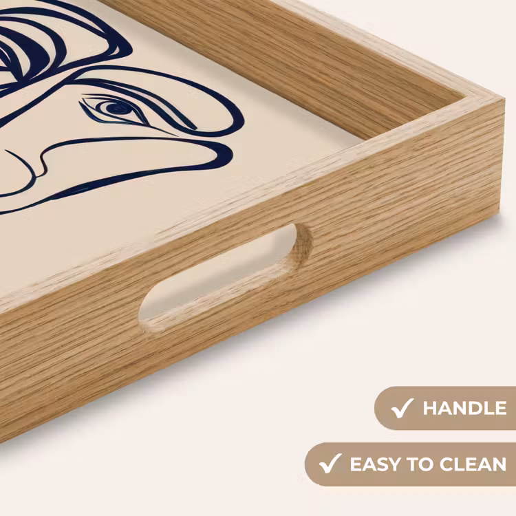 Tray - Minimalist - Line illustration - Beige - Dark blue — 9