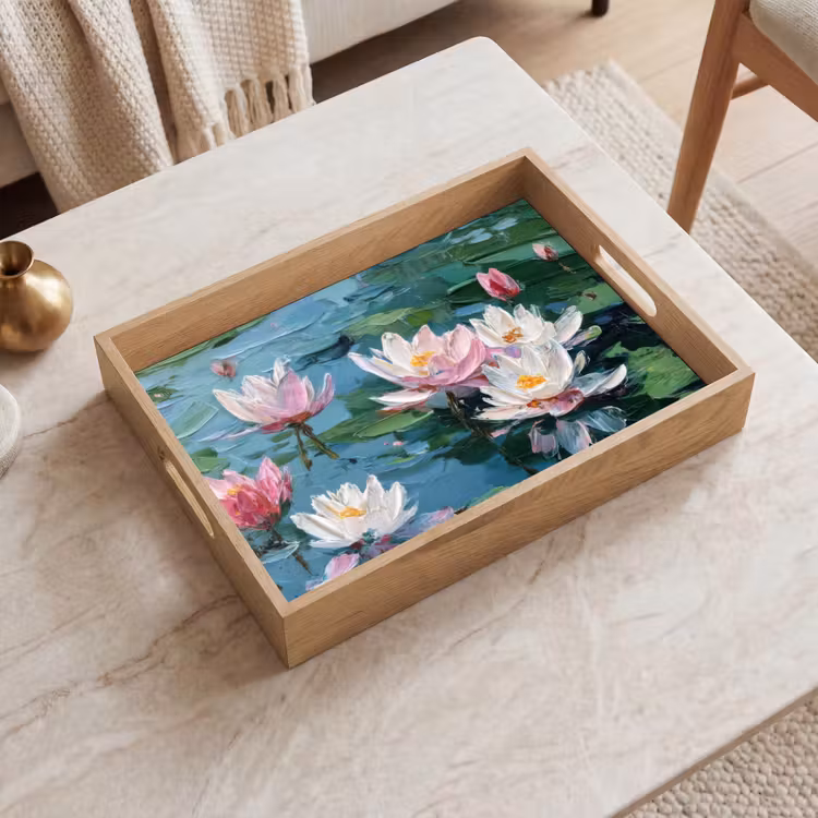 Tray - Water lilies - Flowers - Pink - Water — 2