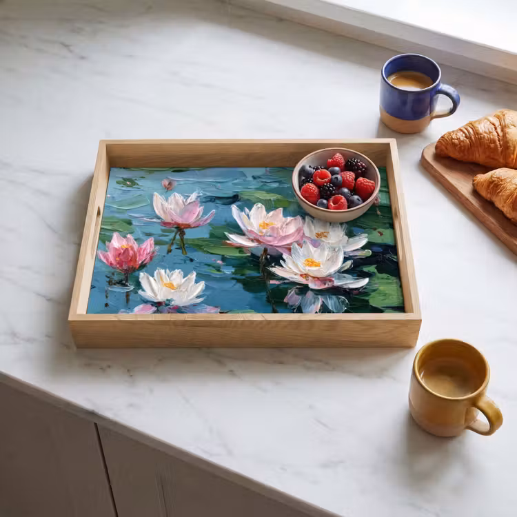 Tray - Water lilies - Flowers - Pink - Water — 3