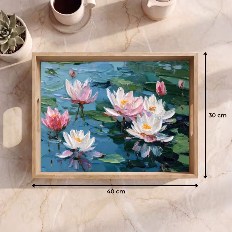 Tray - Water lilies - Flowers - Pink - Water — 8