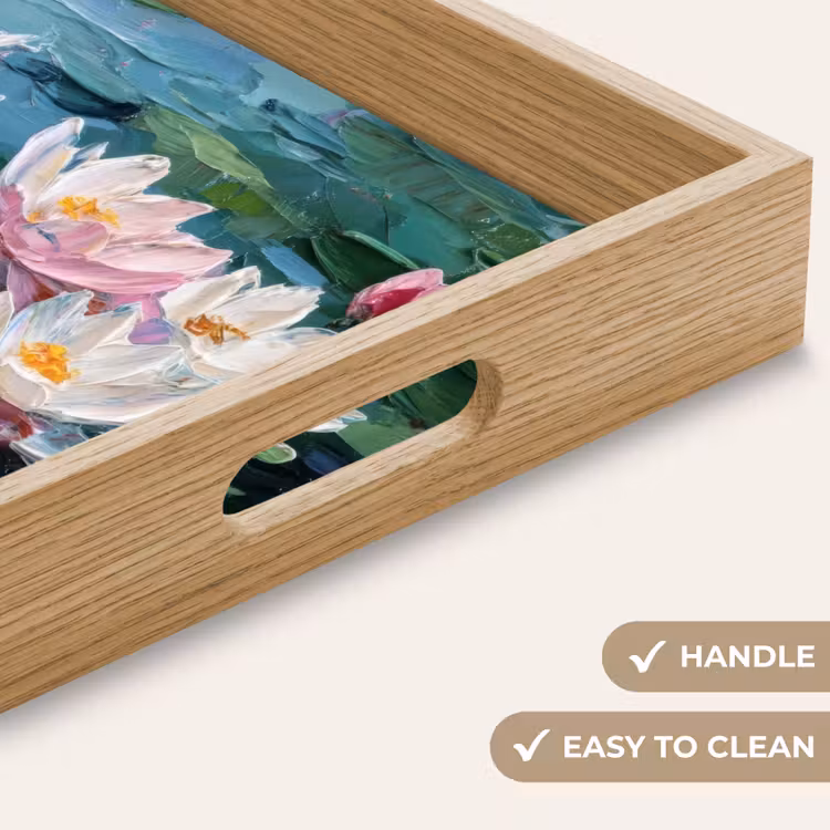 Tray - Water lilies - Flowers - Pink - Water — 9